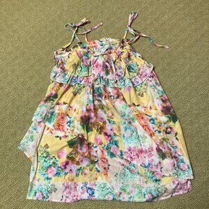 Tyadorw Baby Doll Dress L/XL Floral Strappy Tiered Layers Summer Fun